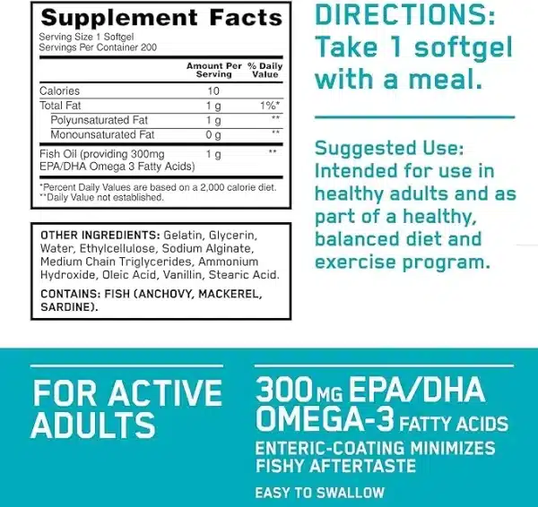 فیش اویل ON 100 عددی|Optimum Nutrition Omega 3 Fish Oil 100tables