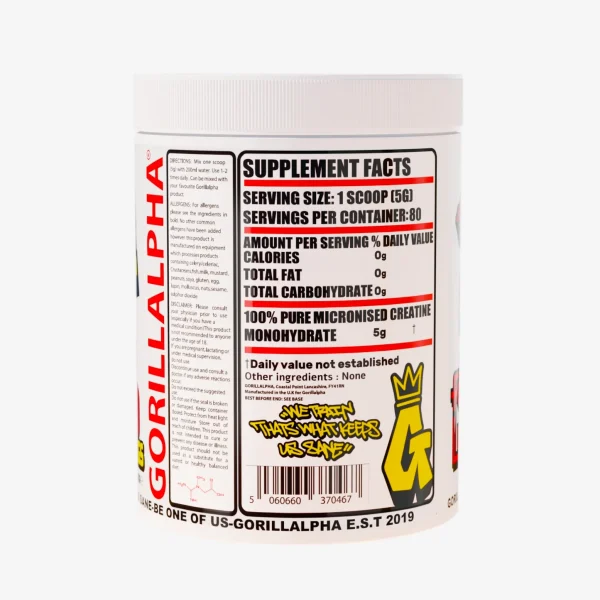 کراتین مونوهیدرات 100% خالص گوریل آلفا - تصویر 2